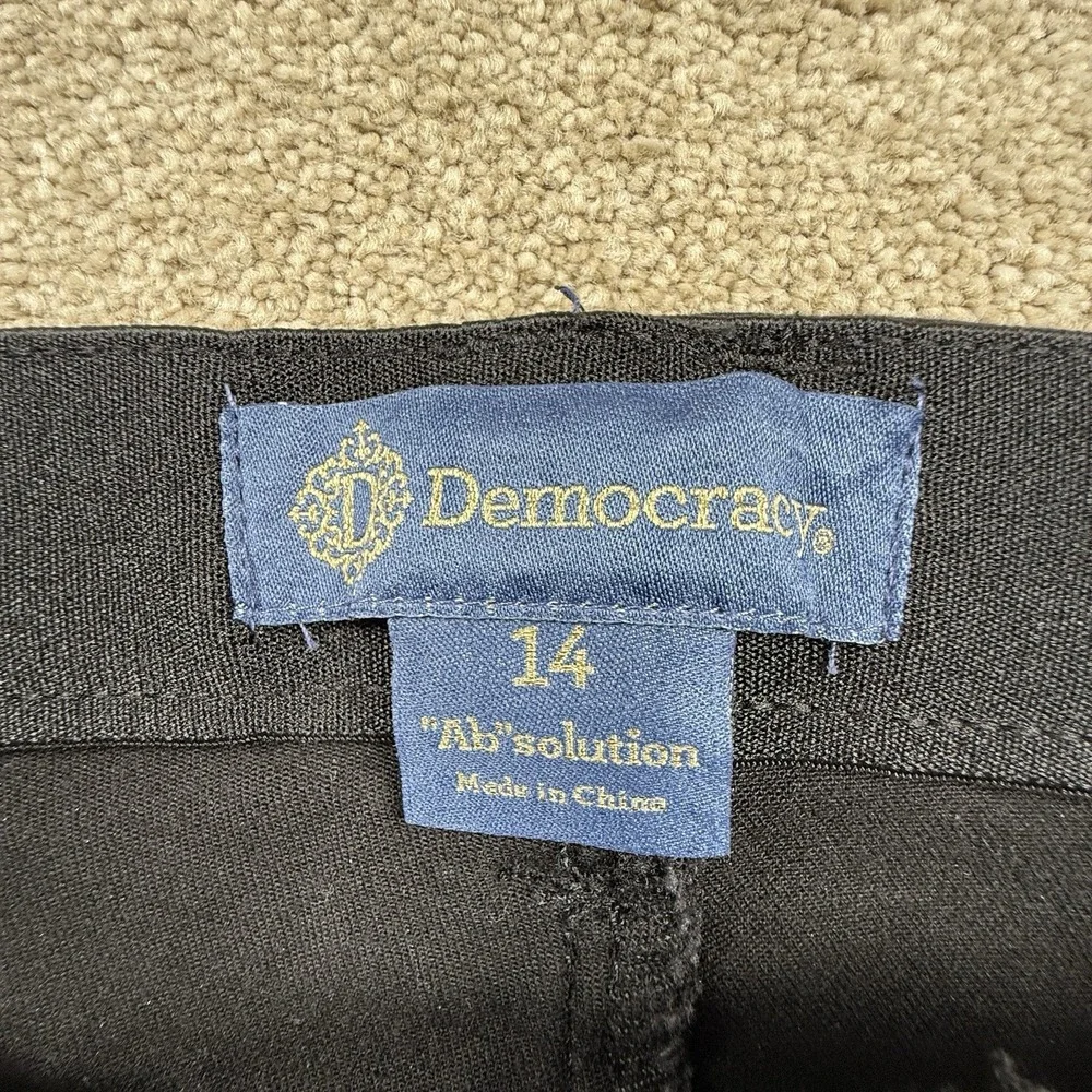Democracy Jeans Womens 14 Black Boot Cut Stretch Denim Boho Comfort Ab Solution